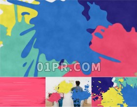 Pr笔刷飞溅转场图形模板 10组彩色颜色明亮油漆动画过渡效果 Pr素